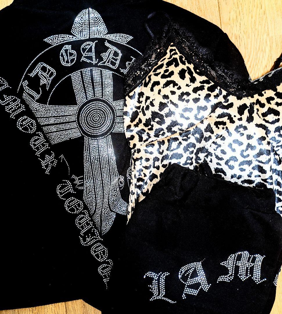 十字架 セットアップ ヒョウ柄キャミソール クロムハーツ好きな方にM