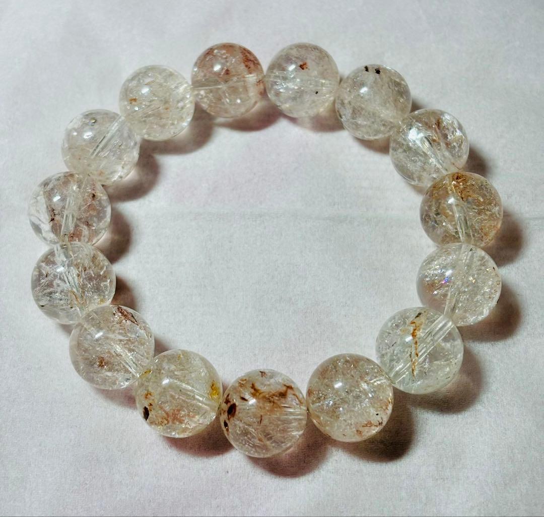 天然石AAAAピンクアゼツライト14mm apブレスレット17cm