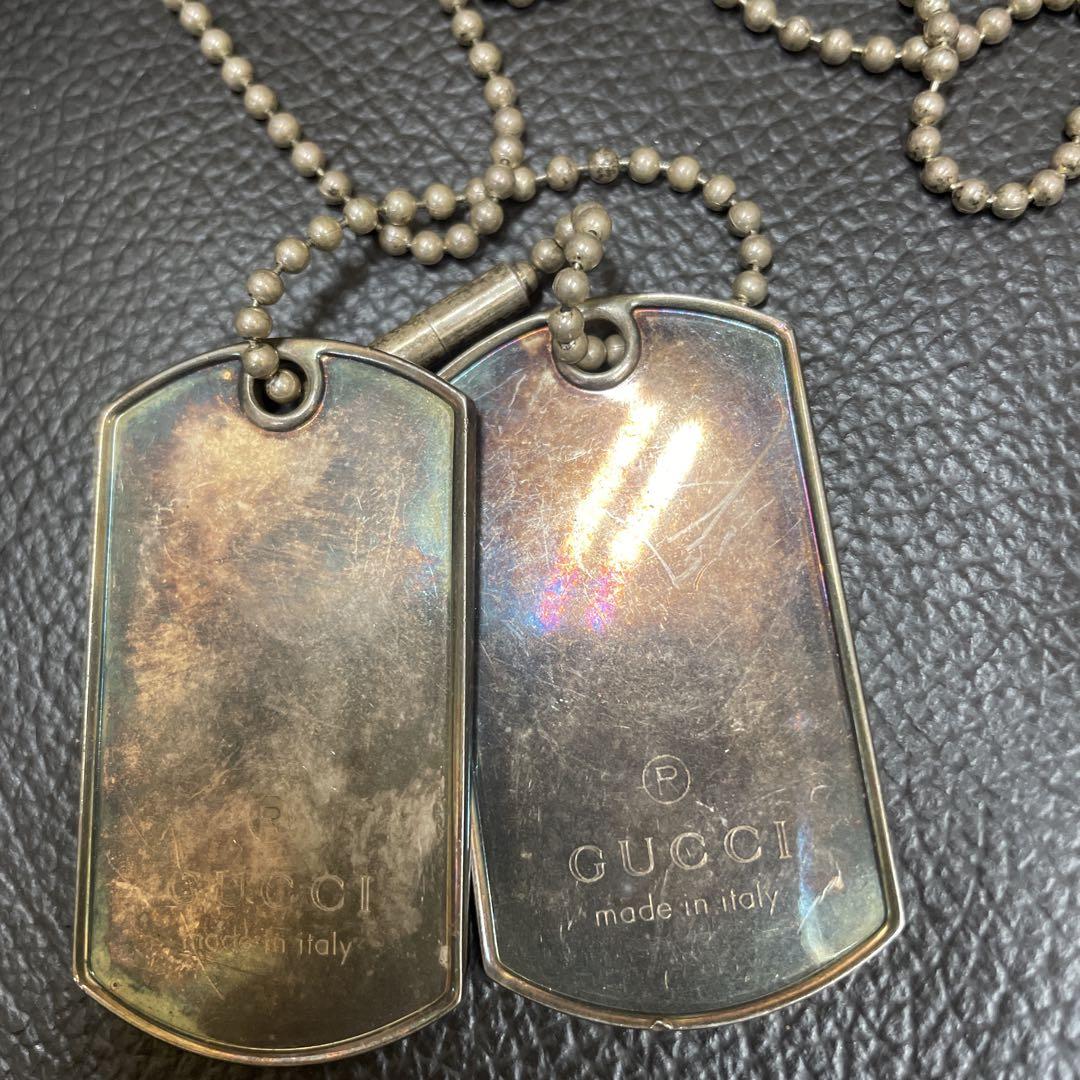 グッチ　ドックタグ　925シルバー ネックレス　中古