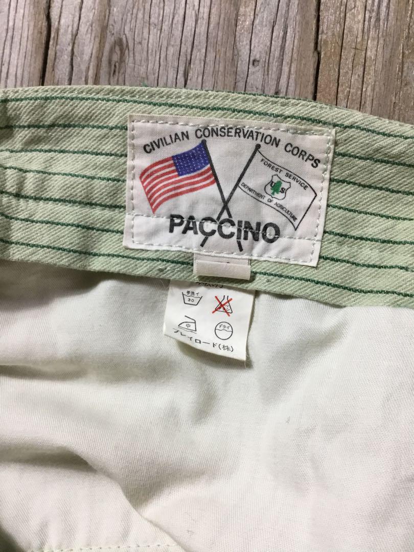 VINTAGE ストライプ ワーク パンツ シンチバック グリーン スラックス