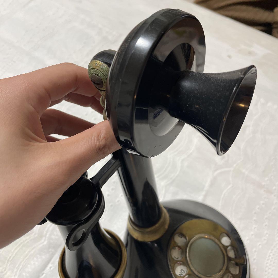 レトロ ダイヤル式電話機 黒