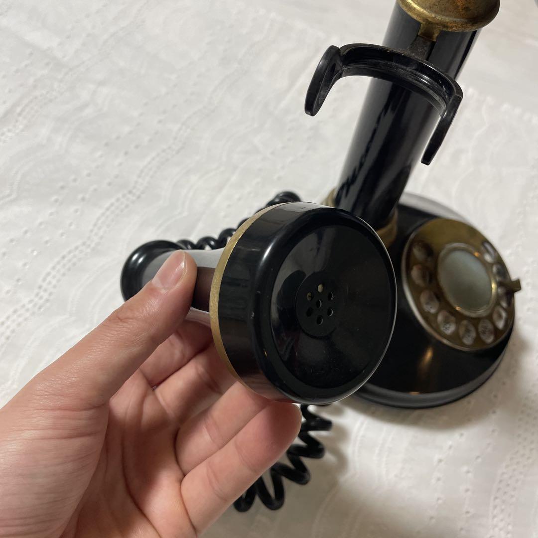 レトロ ダイヤル式電話機 黒