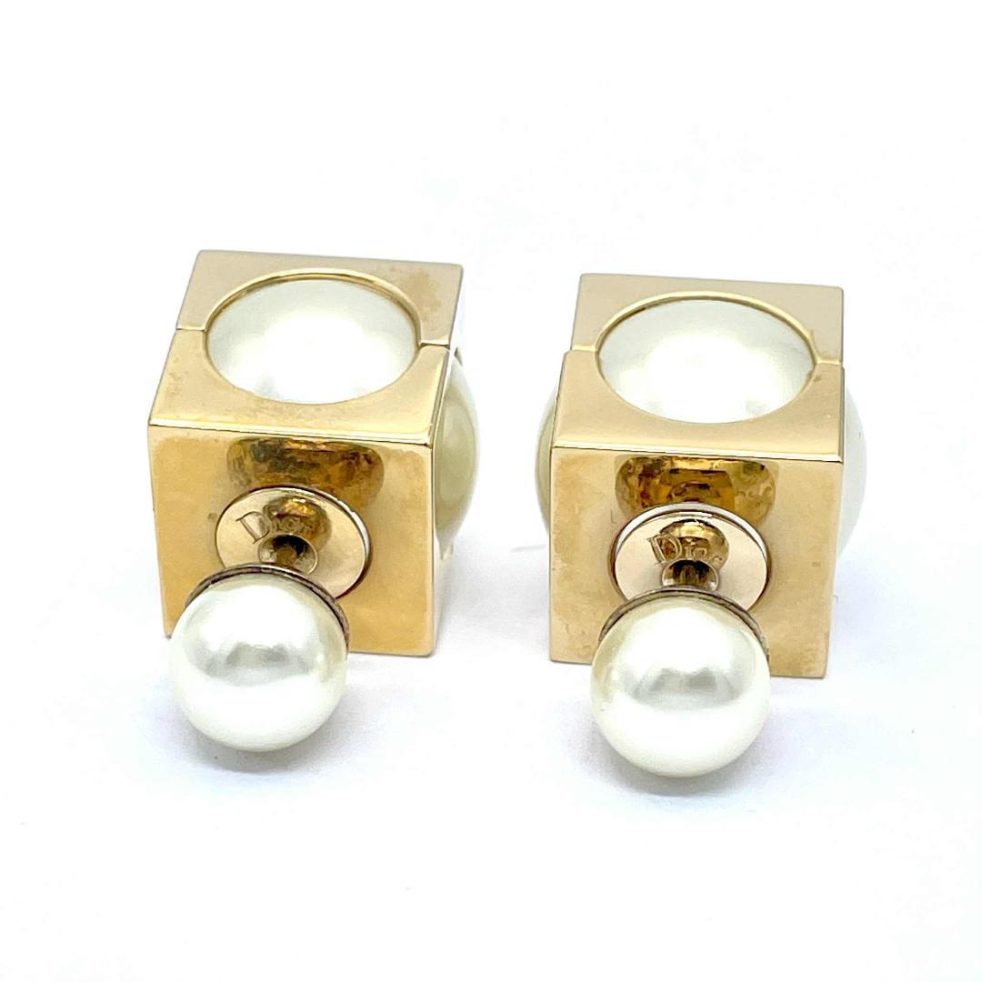 美品 クリスチャンディオール トライバル フェイクパール ピアス GP ゴールド