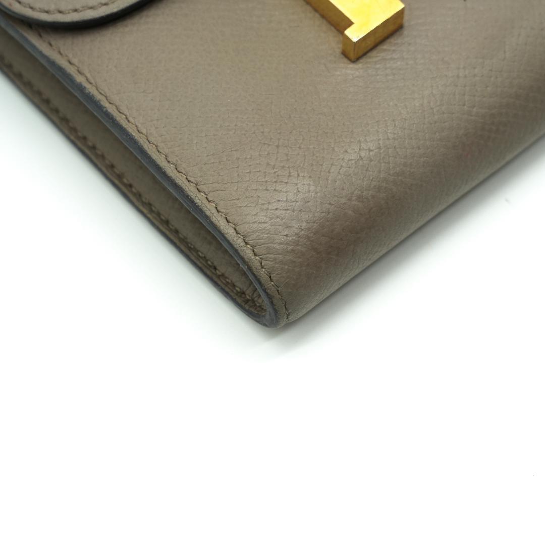 HERMES コンスタンス コンパクト 二つ折り財布 グレー ゴールド金具 HERMES コンスタンス コンパクト 二つ折り財布 グレー ゴールド金具