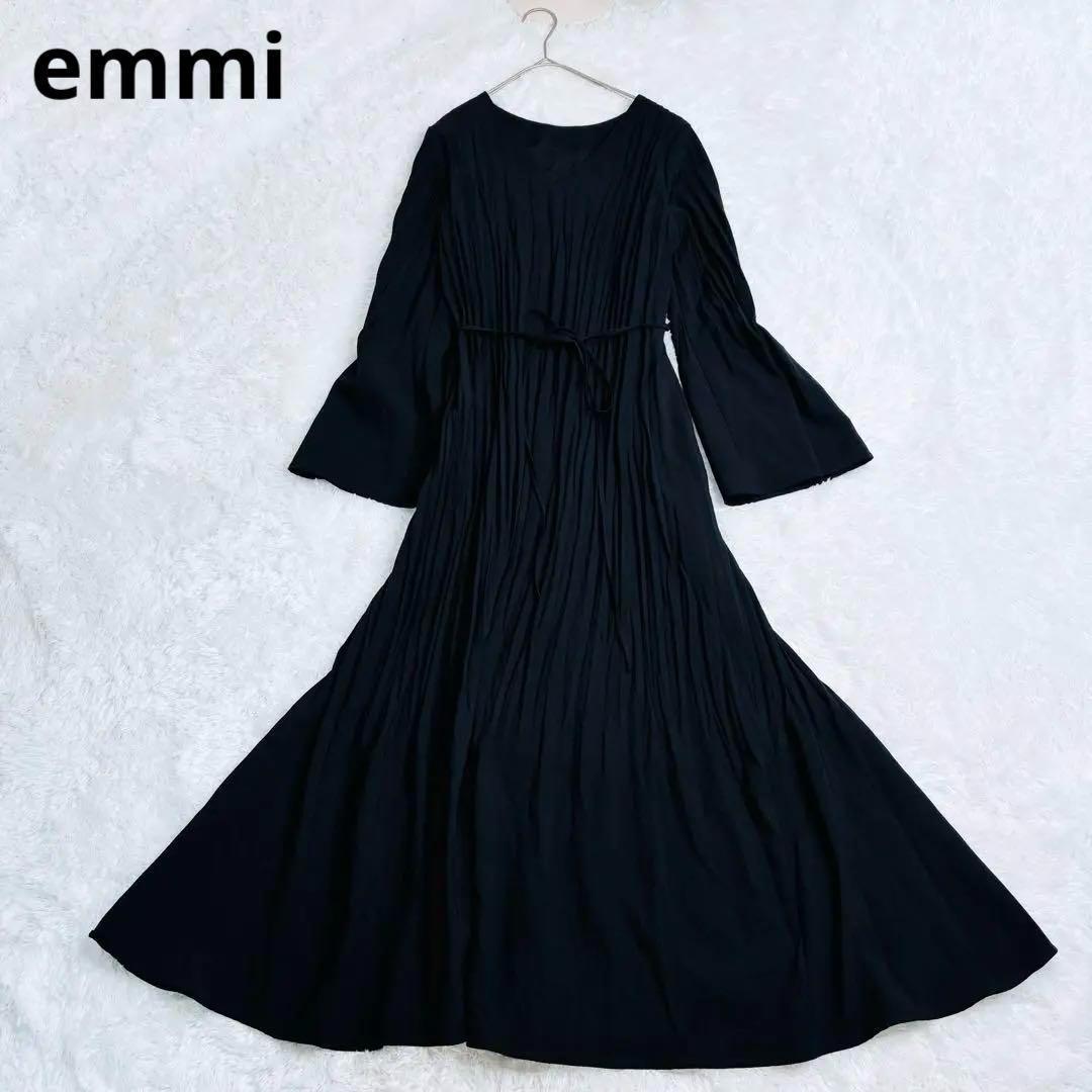 347 美品✨emmi Reflaxワッシャーワンピース ブラック 2way
