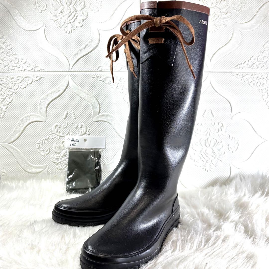 新品級 AIGLE エイグル MISS MARION レインブーツ 収納袋付属