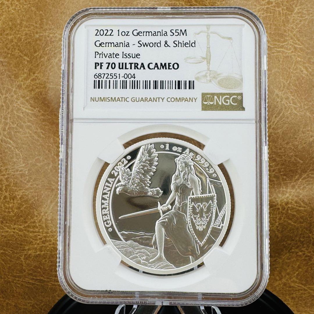 最上の品質な NGC ゲルマニア 2022年 銀貨 PF70 COA箱 1オンス 純銀 UC コレクション
