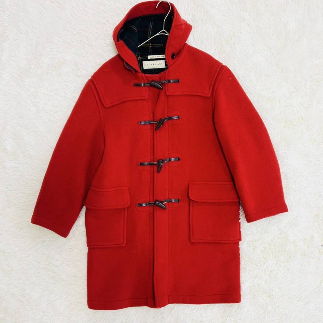 グローバーオール 90 S ダッフルコート ロングコート レッド 裏地チェックL Gloverall