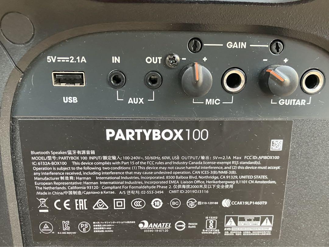 ＪＢＬ ブルートゥーススピーカー ＪＢＬＰＡＲＴＹＢＯＸ１００ＪＮ ブラック オーディオスピーカー