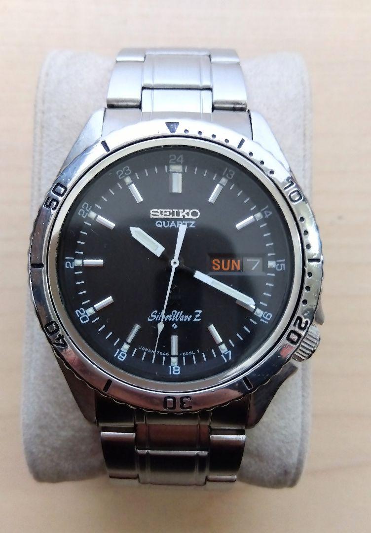 セイコー　SEIKO　シルバーウェーブZ　電池新品　黒文字盤　7546-6050
