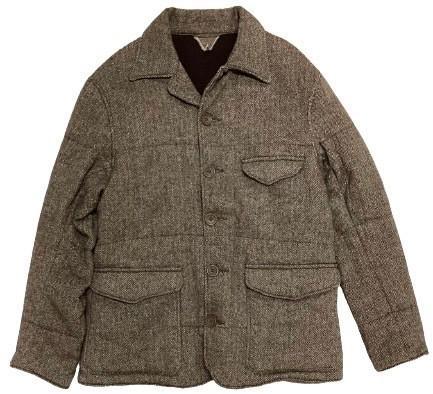 45rpm 赤字覚悟⇒11,700円 中綿ジャケット ヘリンボーン ロゴ刺繡 大きいサイズ ブラウン 秋冬