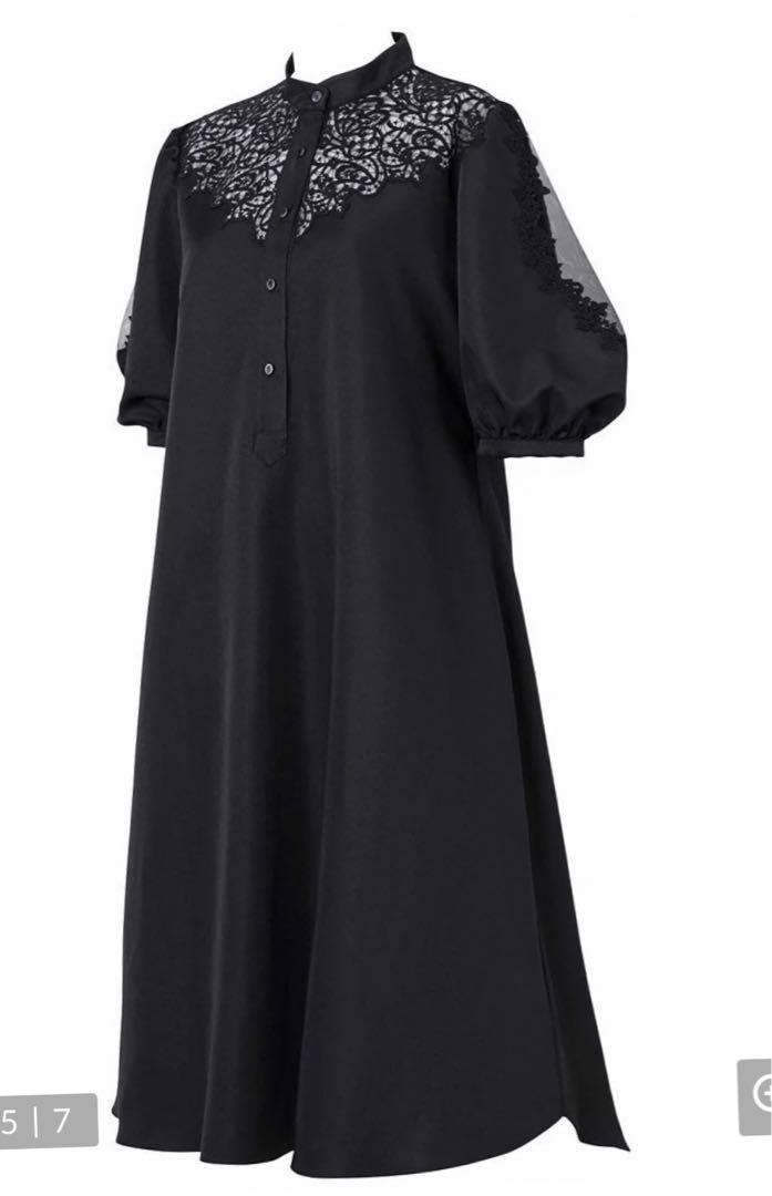 未使用¥93.500【Yueワコール】ブラックレースワンピース　日本製