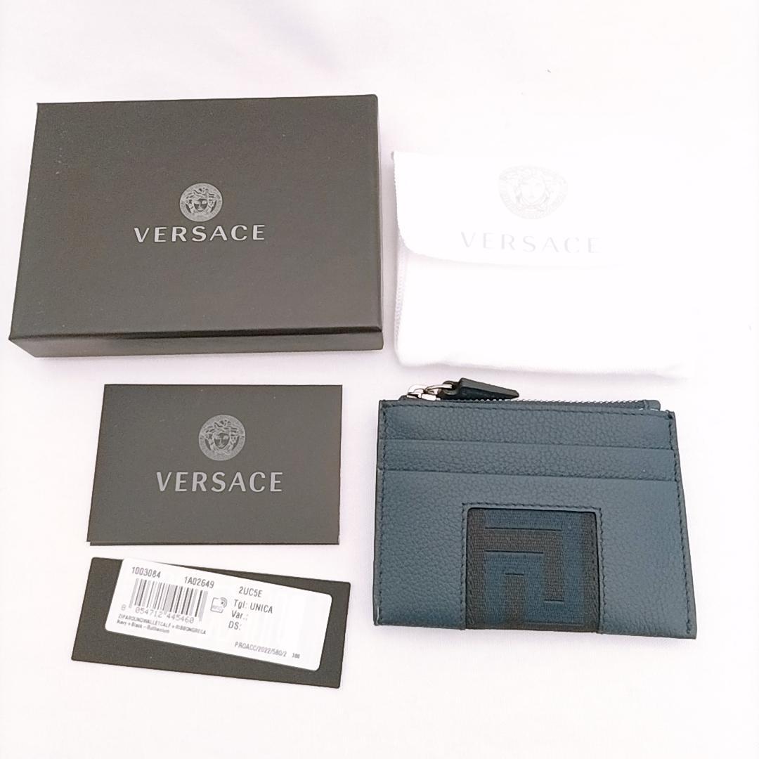 【新品未使用】VERSACE グレカ ジップカードケース マネークリップ 小銭入