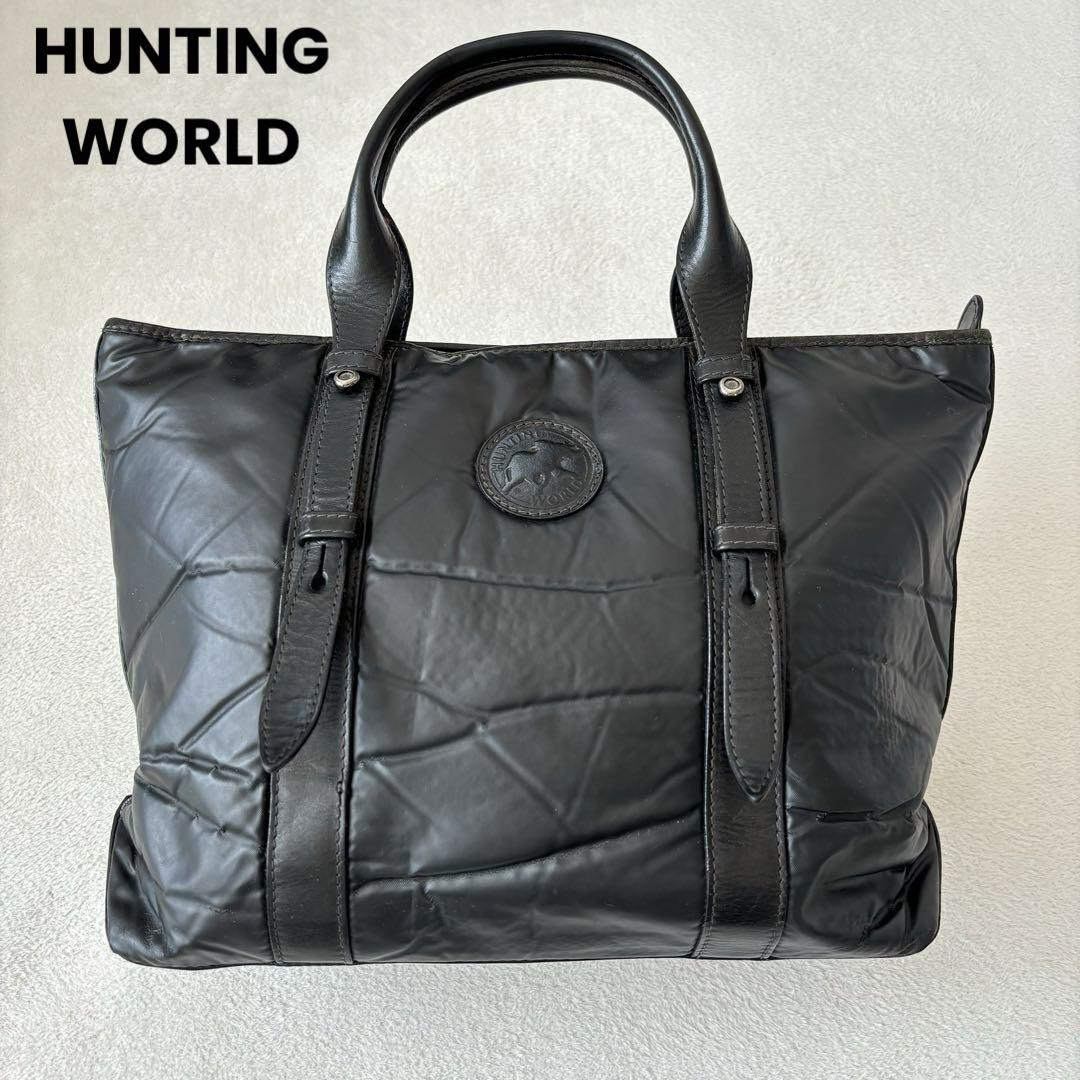 良品  HUNTING WORLD ハンドバッグ バチュークロス ブラック