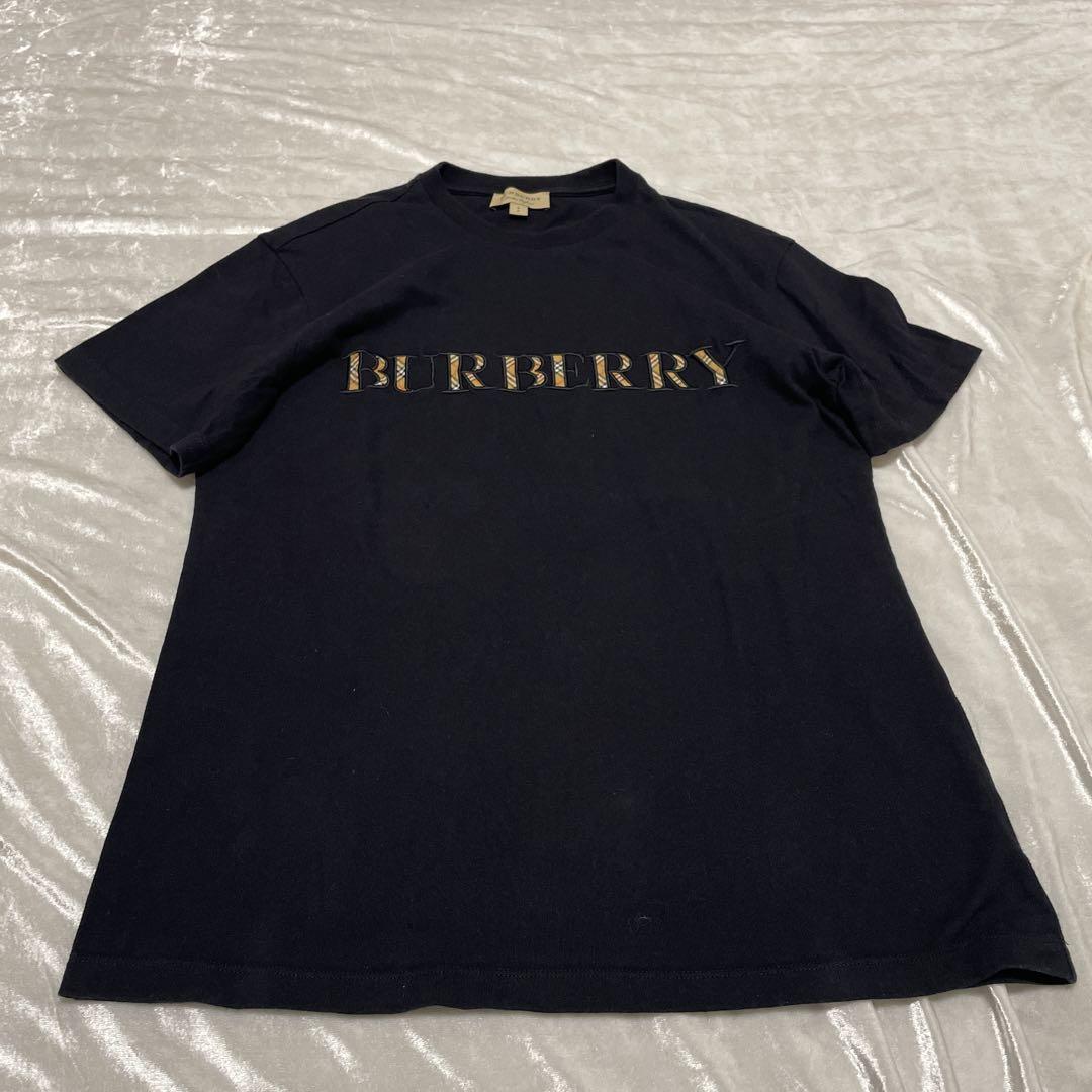 相談中バーバリー　ロゴ入り　Tシャツ　黒　ブラック　ノバチェック　ｓ