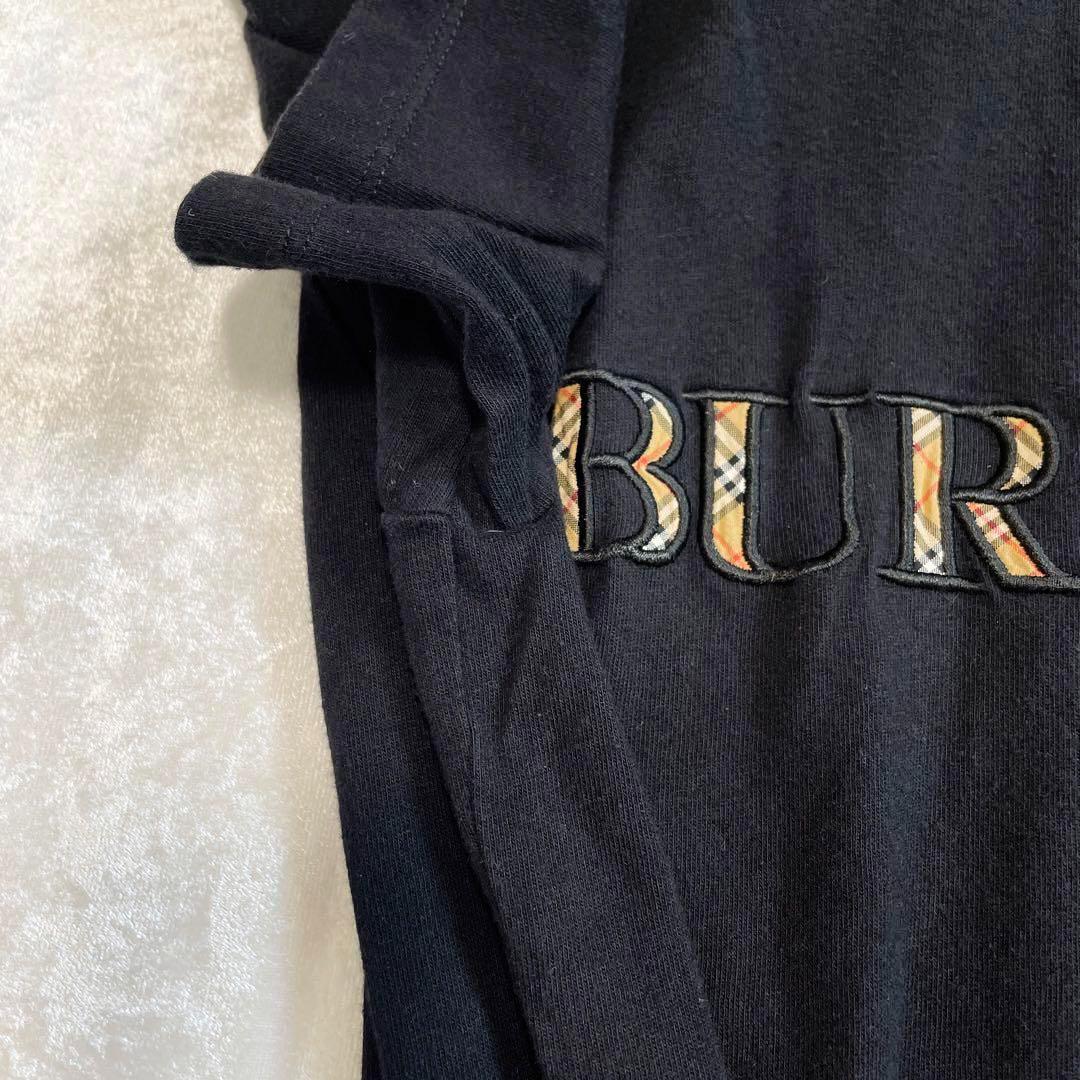 相談中バーバリー　ロゴ入り　Tシャツ　黒　ブラック　ノバチェック　ｓ