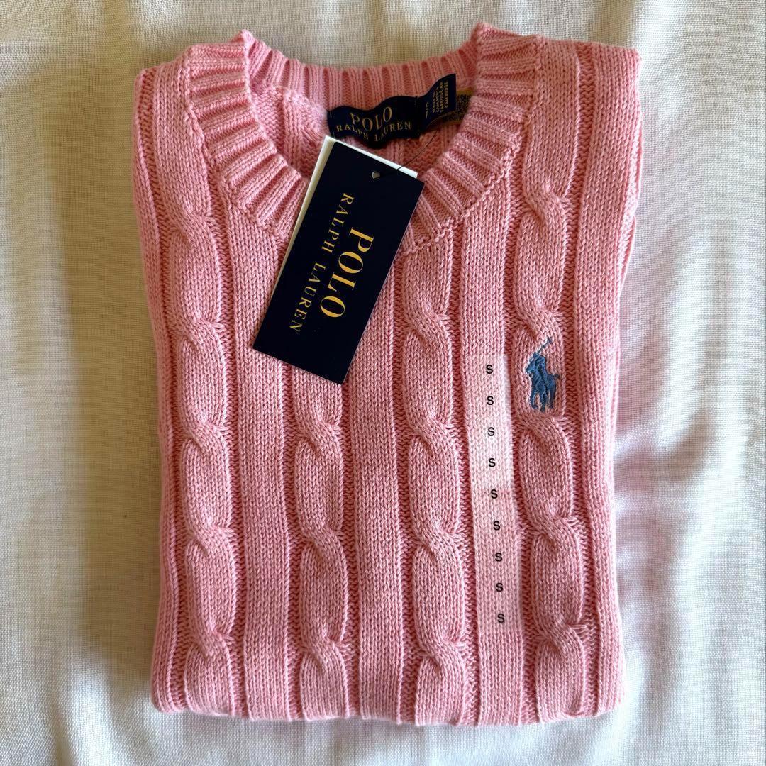 【新品タグ付き】ポロ ラルフローレン 半袖 ケーブルニット ピンク M ポロラルフローレン ケーブルニット 半袖 ピンク 新品未使用
