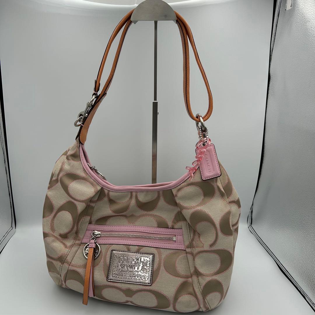 コーチ シグネチャー ポピー ショルダーバッグ ピンクCOACH