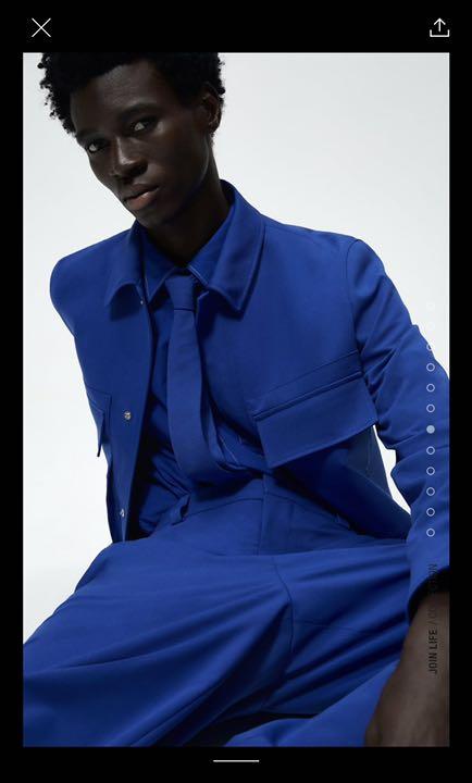 ブランド ZARA 青 us0Vj-m98177940383 シャツジャケット れはござい