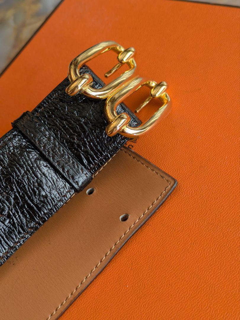 HERMES 希少オーストリッチベルト　シェーヌダンクル　ブラック　◯O刻印
