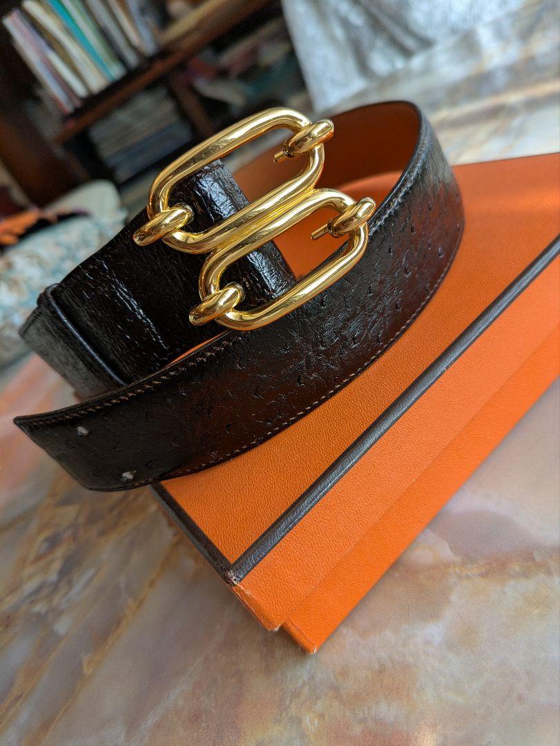 HERMES 希少オーストリッチベルト　シェーヌダンクル　ブラック　◯O刻印