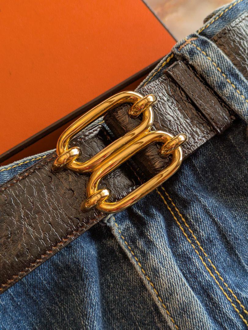 HERMES 希少オーストリッチベルト　シェーヌダンクル　ブラック　◯O刻印