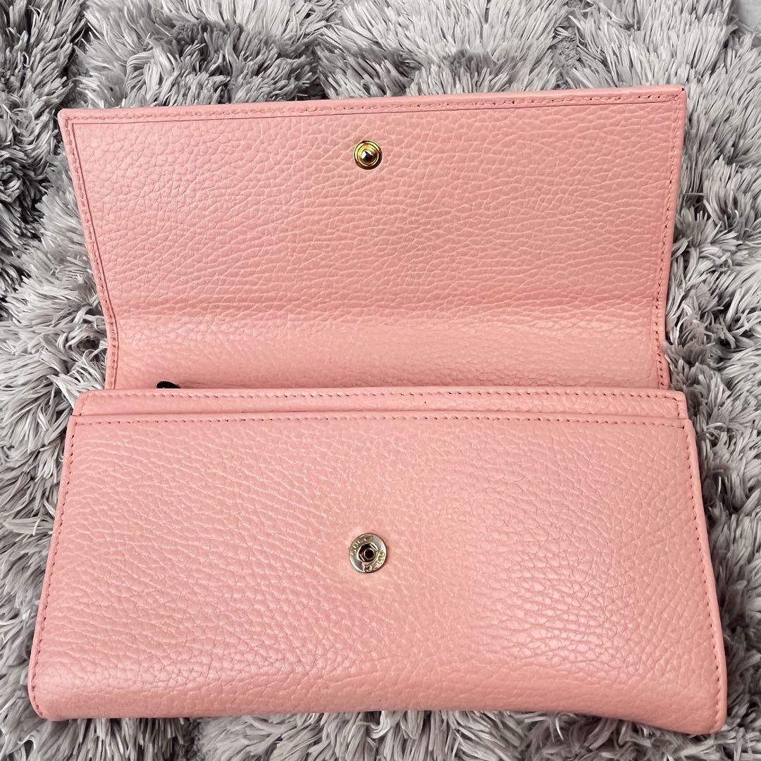 良品✨GUCCI 長財布　マーモント　ロゴ金具　ベビーピンク　レディース