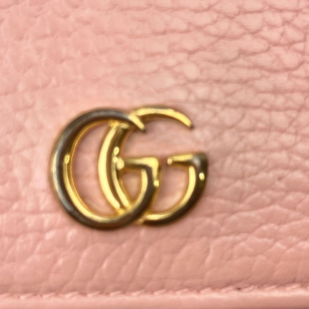 良品✨GUCCI 長財布　マーモント　ロゴ金具　ベビーピンク　レディース