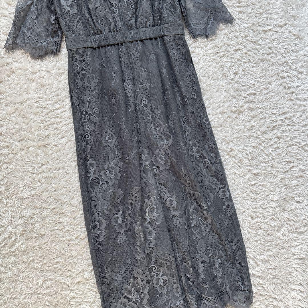 美品 Dorry Doll デコルテシアー袖付き総レースIラインドレス 38