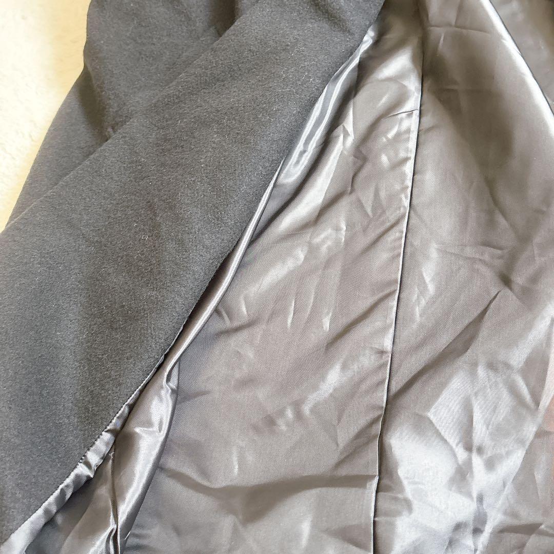 ミズイロインド ショールカラー ロングコート ドロップショルダー 黒 ミズイロインド ショールカラー ロングコート ドロップショルダー 黒