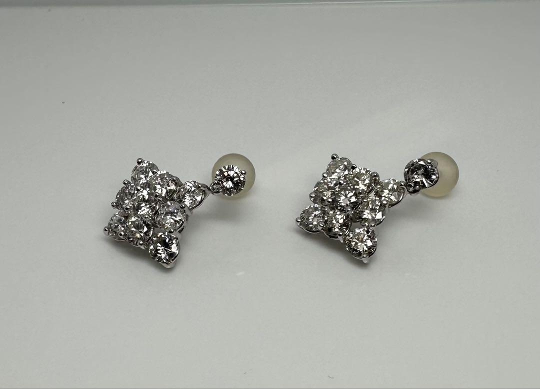PT900/K18WG ペンダントトップ　ピアス　セット　ダイヤ　6.13ct
