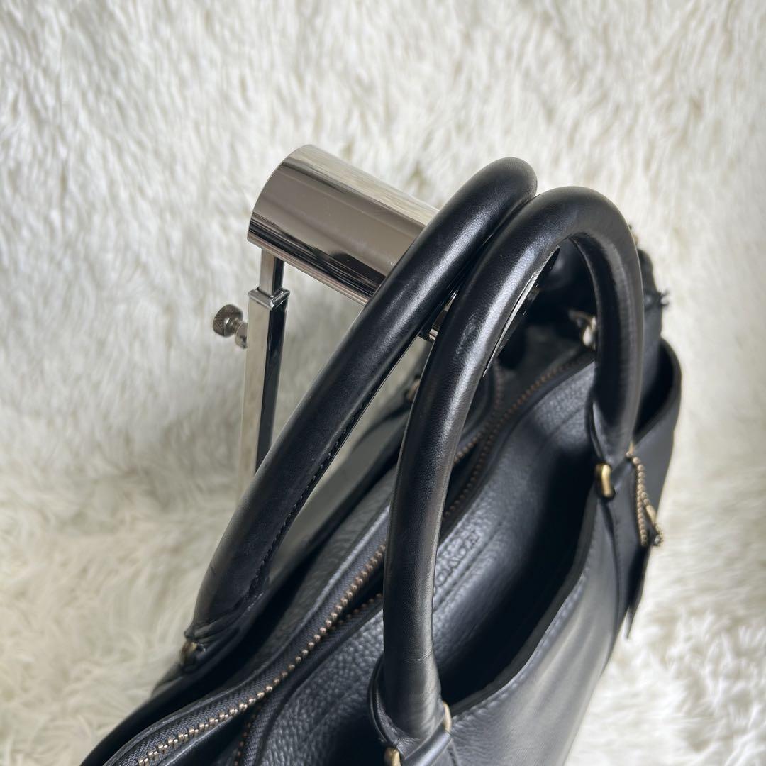 美品✨コーチ ビジネスバッグ 2way レザー 多収納 A4可 肩掛け ブラック