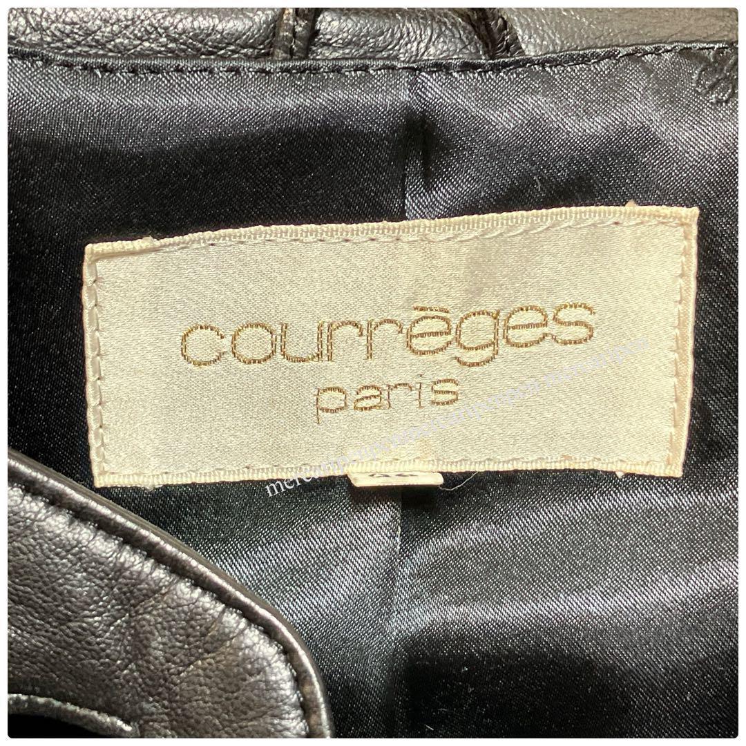 courreges クレージュ　ノーカラージャケット　レザージャケット　38
