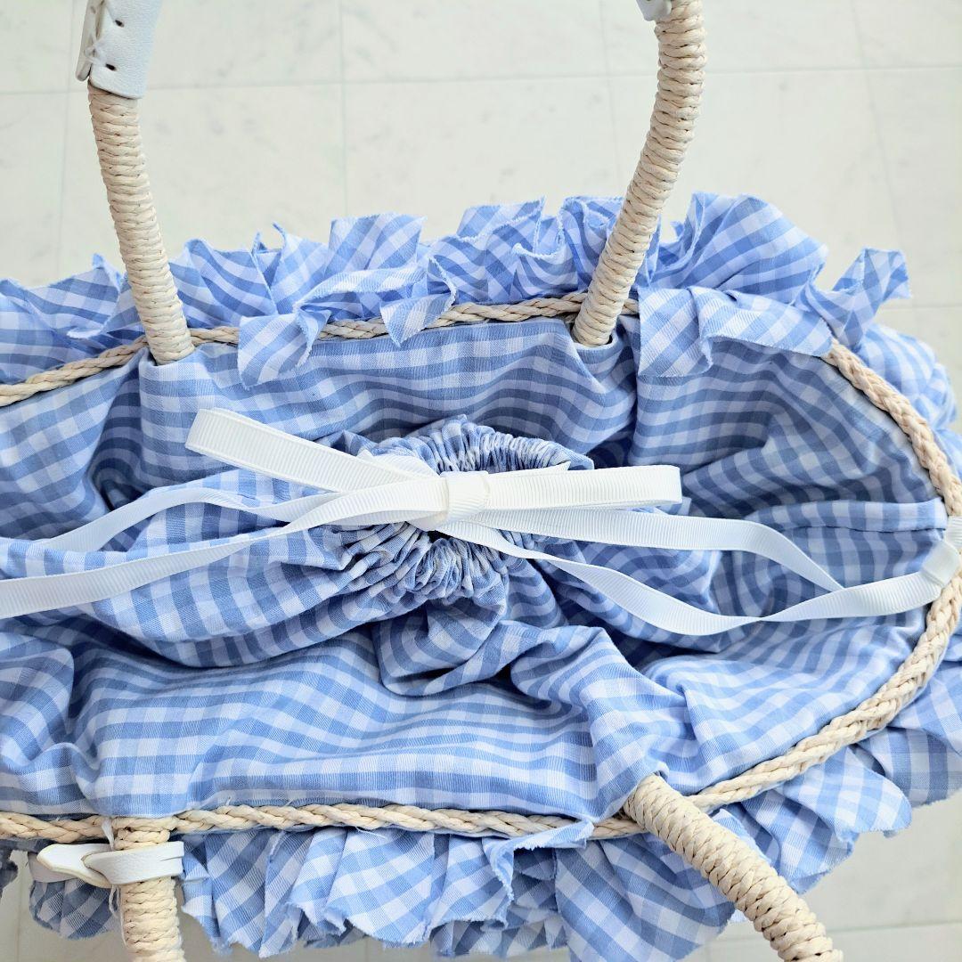 & chouette アンドシュエット カゴバッグ ブルー ギンガムチェック & chouette アンドシュエット カゴバッグ ブルー ギンガム