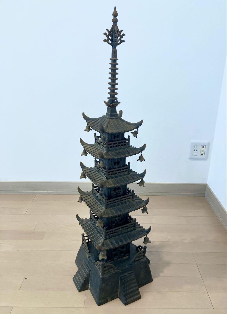 【伝統工芸品★美品】大迫力の大型 五重塔 金属製 レアもの