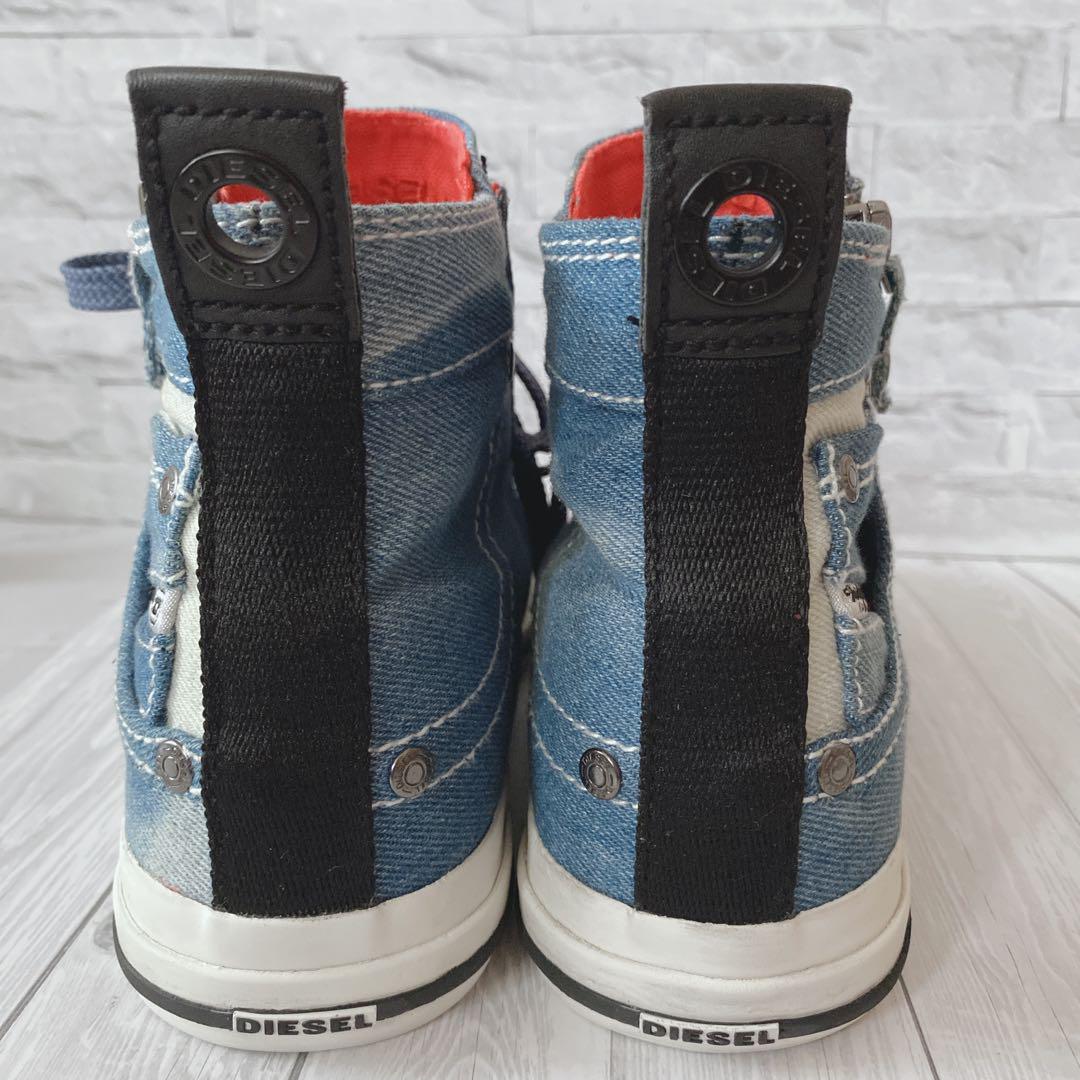 【DIESEL】 デニム ハイカットスニーカー （24㌢） サイドジップ