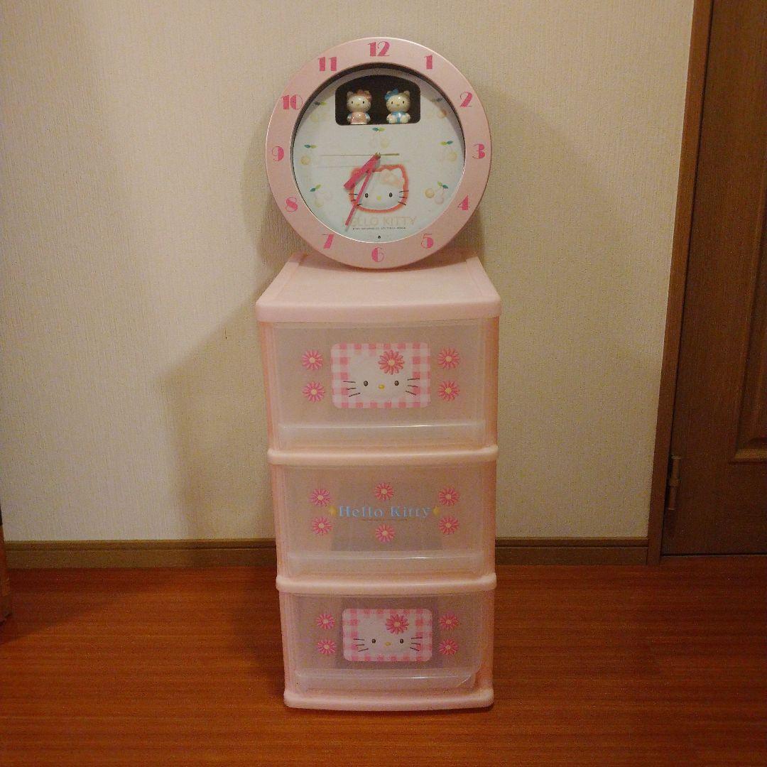 ハローキティー 掛け時計 3点 ハローキティ 掛け時計 3段BOX - キャラクターグッズ超 安い