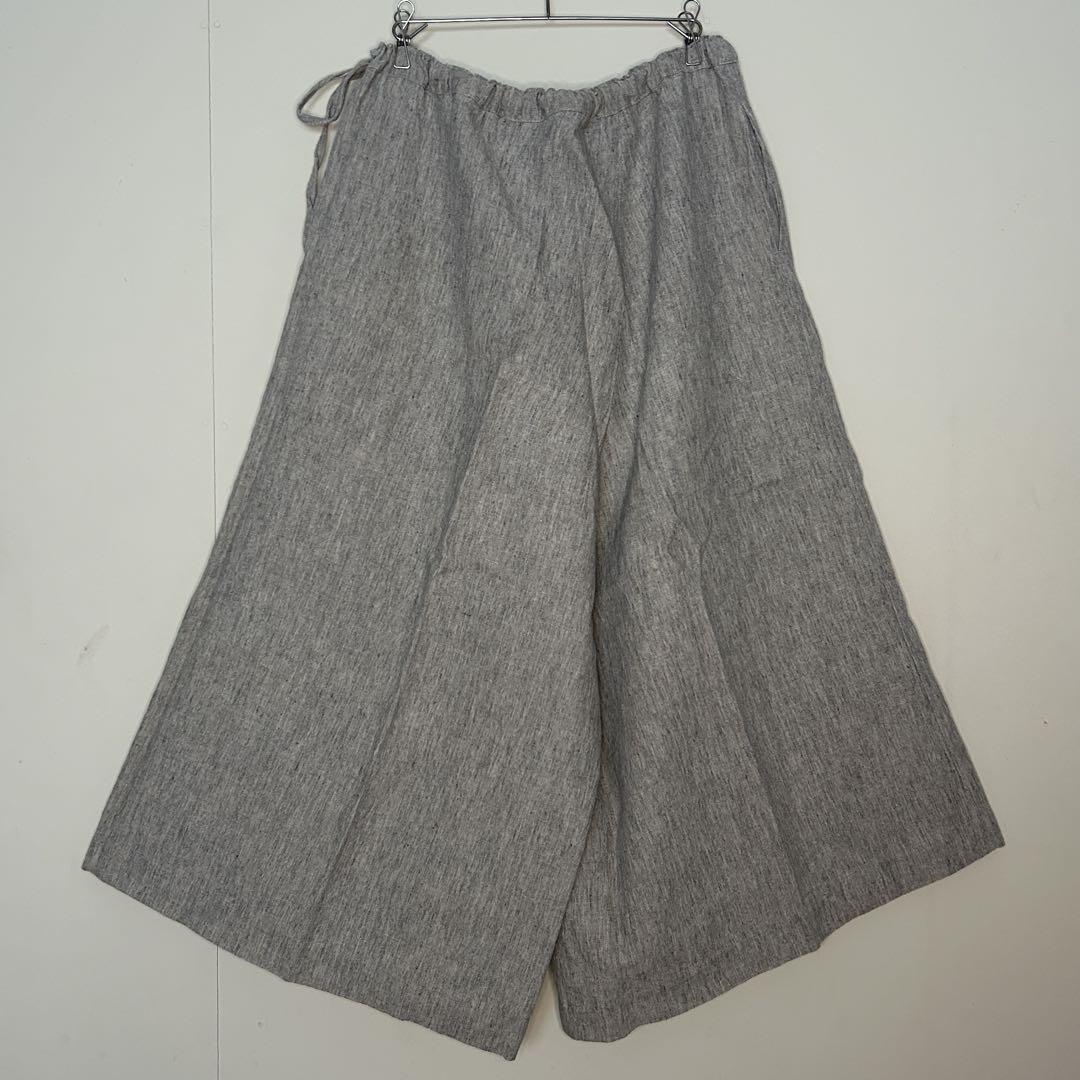 美品 cheer札幌★ラミーワイドパンツ★ラップパンツ風 ライトグレー