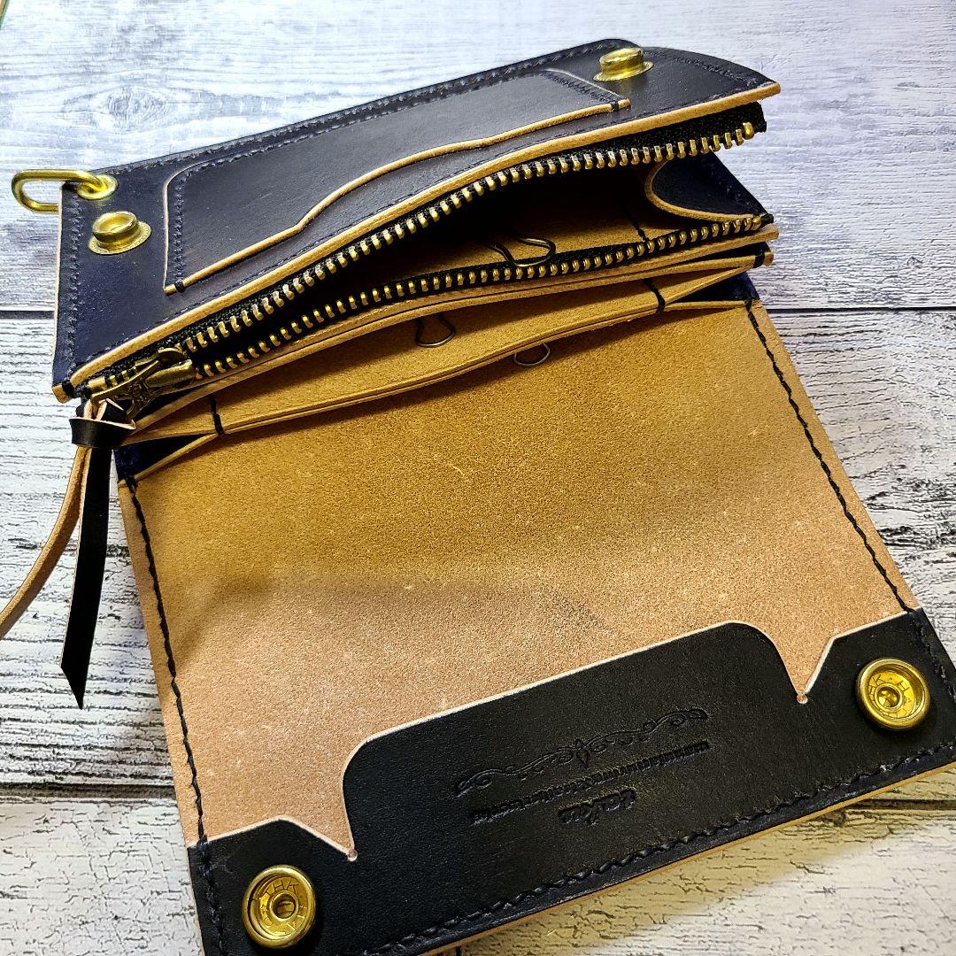 ハンドメイド 丘染めミドルトラッカーウォレット 3層/小判かん BTW0615 ハンドメイド 丘染めミドルトラッカーウォレット 3層/小判かん