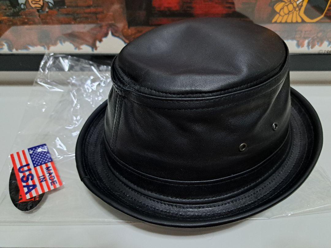 試着美品 ニューヨークハット New York レザー ポークパイハット XXL