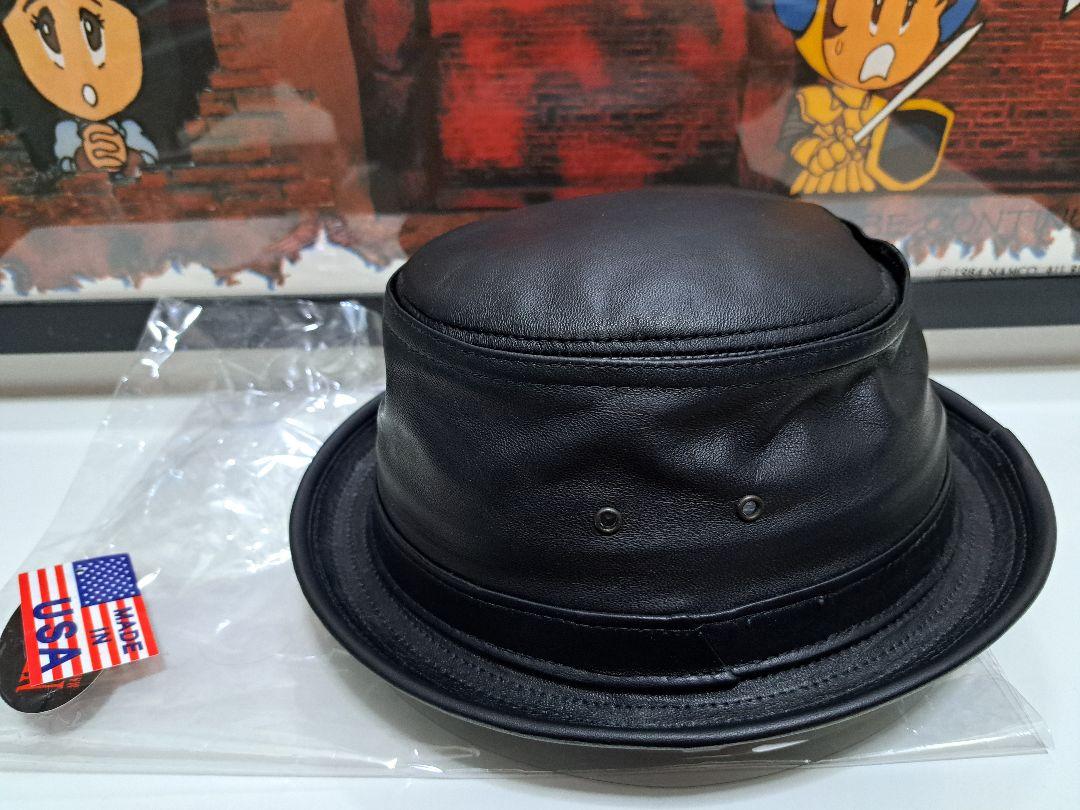 試着美品 ニューヨークハット New York レザー ポークパイハット XXL