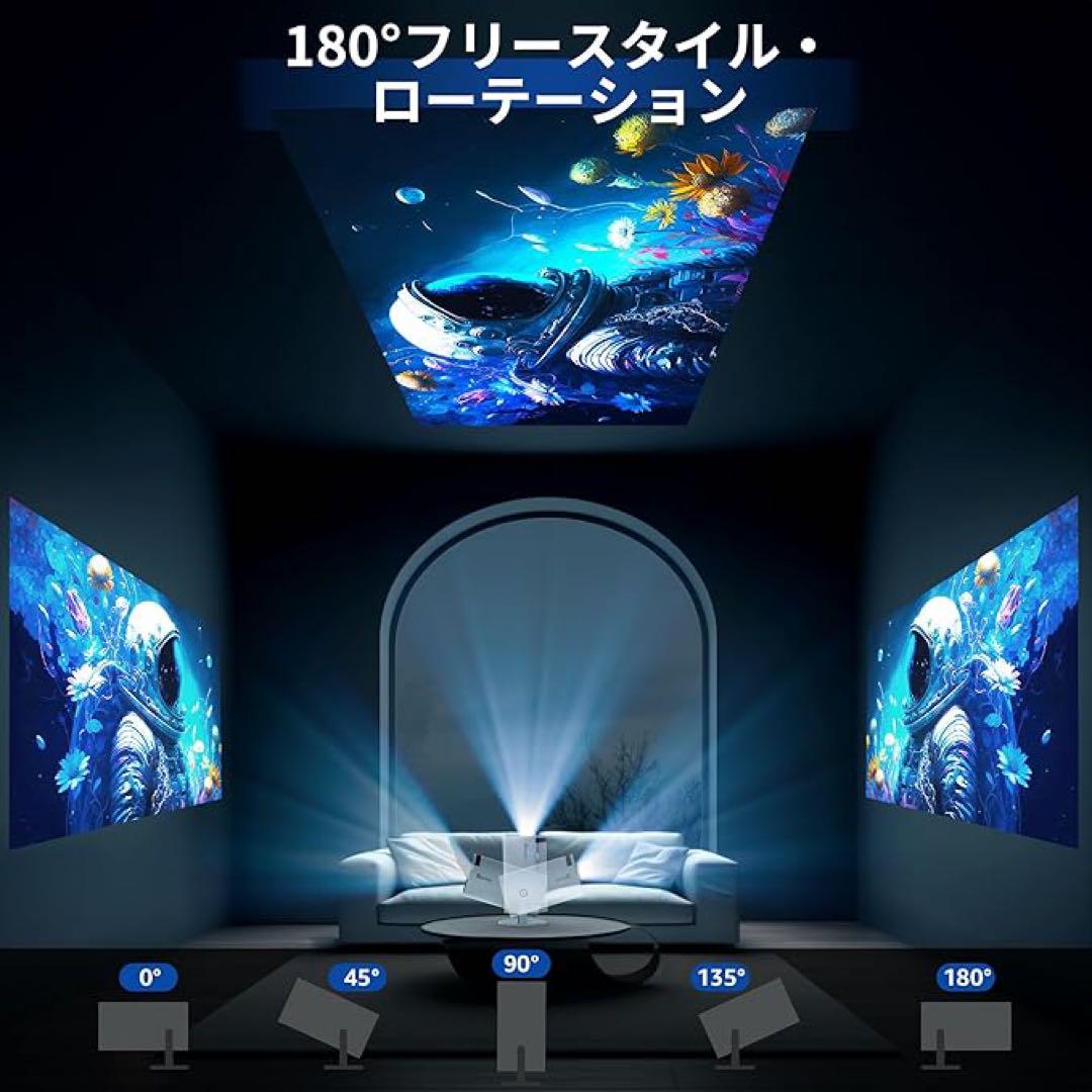 プロジェクター 小型　180°高輝度 4K 5GWiFi Bluetooth