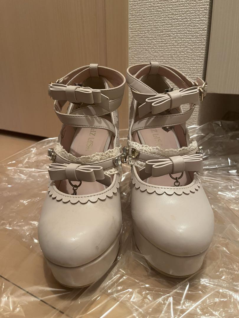 LIZLISA ビジューストラップ2連リボンパンプス