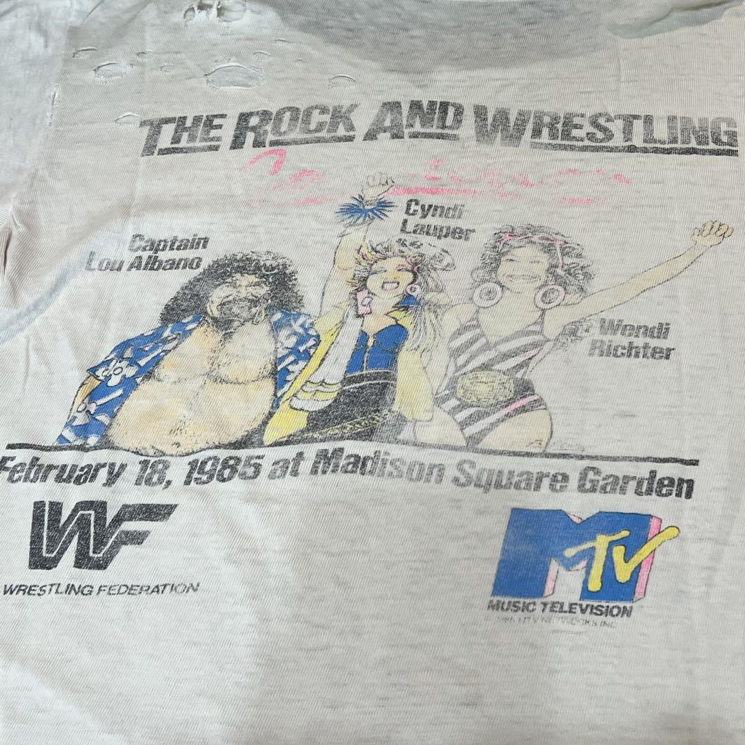 ヴィンテージ1985ハルクホーガン　シンディーローパー　MTV ティシャツ