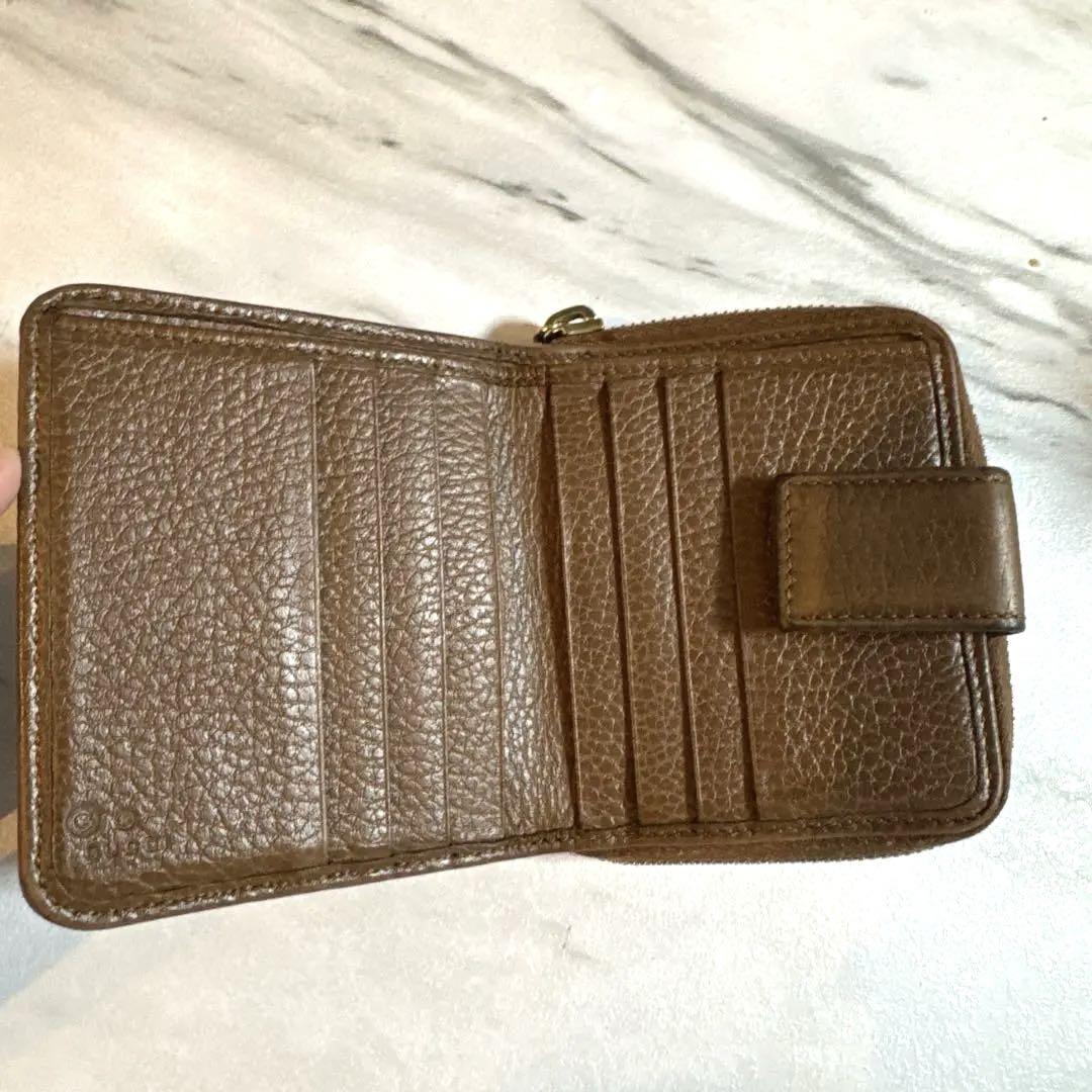 【NEW限定品】 断捨離特価】GUCCI2つ折り財布 レザーブラウン 小物