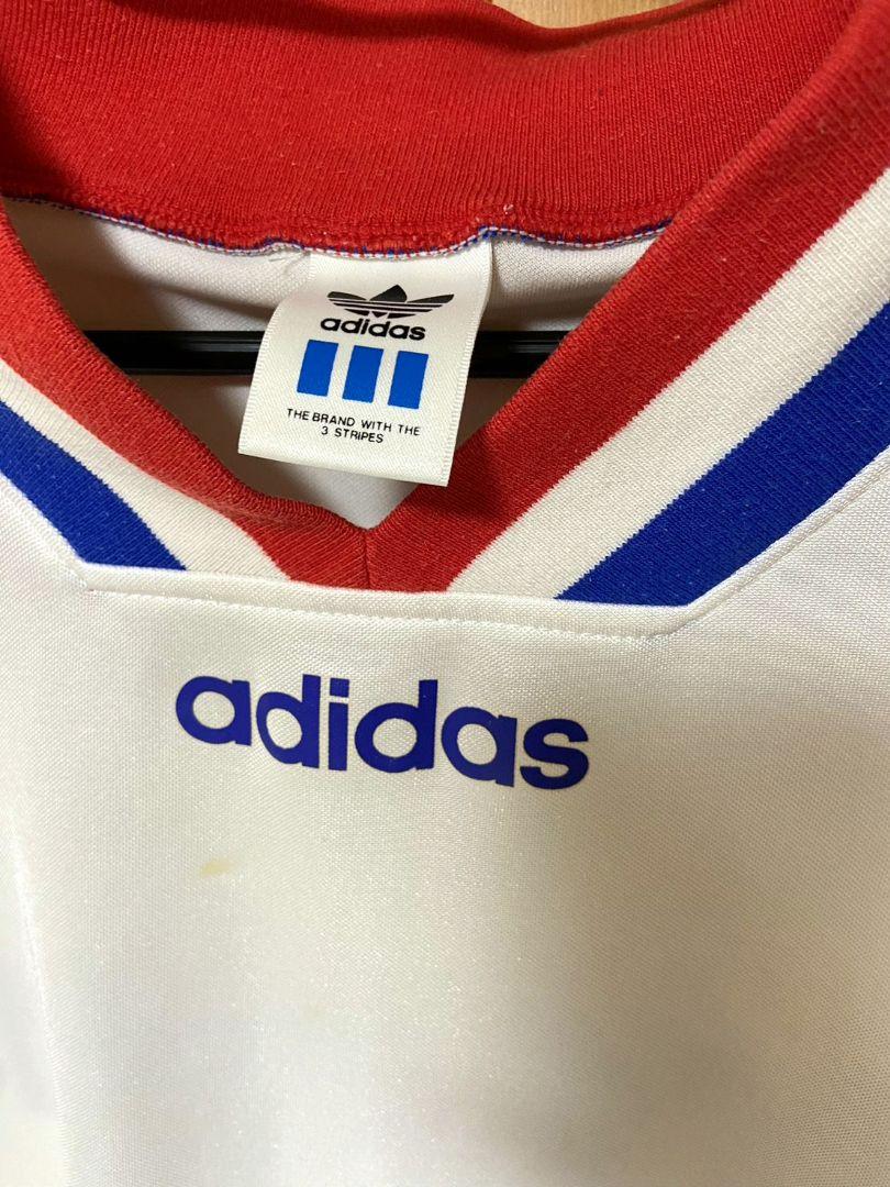 90s adidas デサント デッドストック 長袖サッカーシャツ ビッグサイズ adidas アディダス 90s サッカーシャツ デサント - トップス