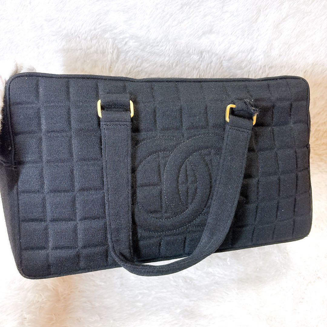 CHANEL ✨マトラッセ　コットン　黒　シャネル　ハンドバッグ　チョコバー