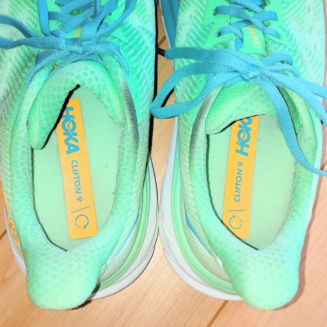 ホカ HOKA M CLIFTON 9 WIDE 26.0 グリーン緑スニーカー