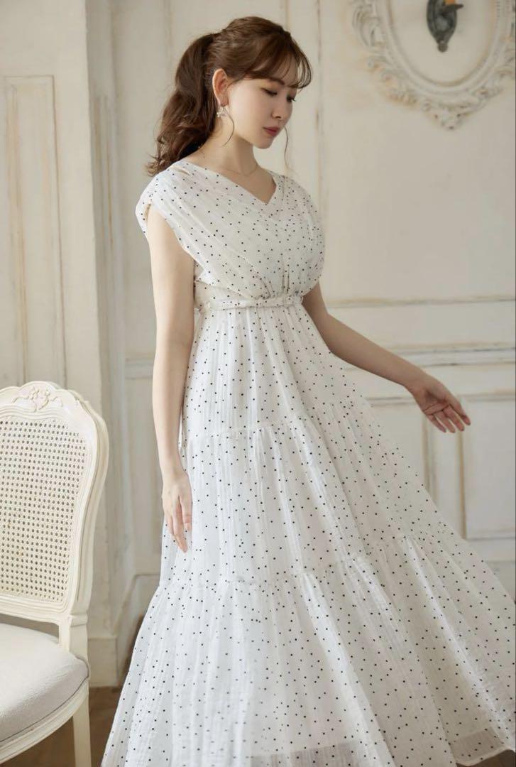 タグ付きHerlipto Tiered Polka-Dot Long Dress