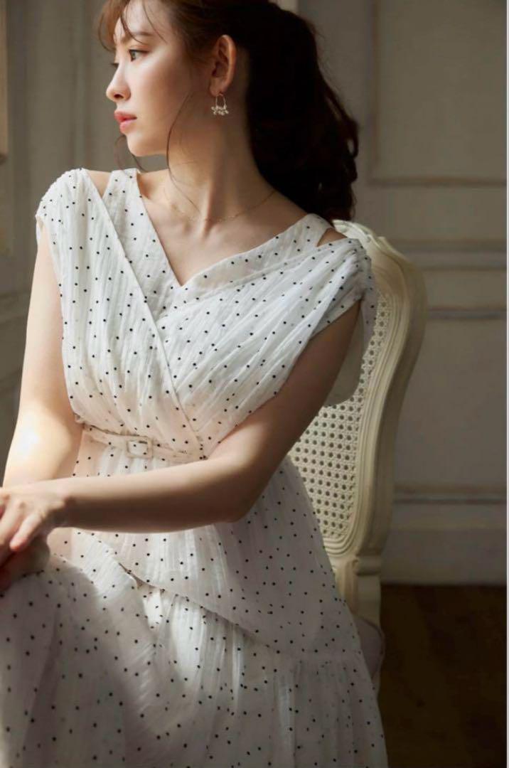 タグ付きHerlipto Tiered Polka-Dot Long Dress